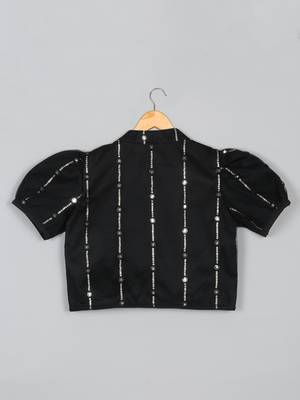 Saka designs heavy embroidery and mirror work black lehanga choli with dupatta 3