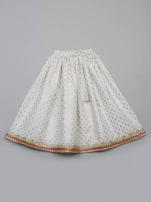 Saka designs foil printed lehenga choli with dupatta for girl's - white 5