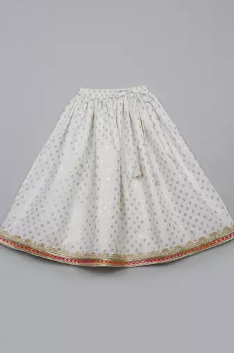 Saka designs foil printed lehenga choli with dupatta for girl's - white