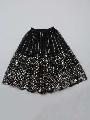 Saka designs heavy embroidery and mirror work black lehanga choli with dupatta 5
