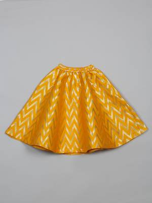 Saka designs girls foil printed lacework white choli with mustard lehenga choli 4