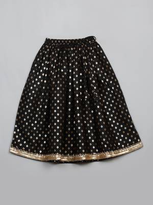 Saka designs foil printed lehenga choli with dupatta for girl's - black 4