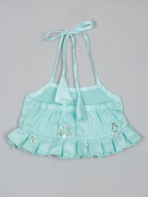 Saka designs emberoidered lehenga choli with potli bag for girls - blue 3