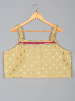 Saka designs square neck foil printed lehenga choli with dupatta for girl's - yellow 3