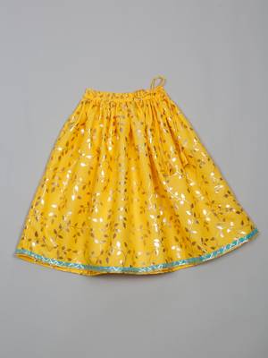 Saka designs square neck foil printed lehenga choli with dupatta for girl's - yellow 5