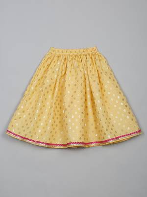Saka designs square neck foil printed lehenga choli with dupatta for girl's - yellow 5