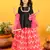 Saka designs girls embroidered lehenga and peplum choli with dupatta - black & magenta