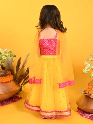 Saka designs orange lehenga with sequence work and poly jaquard choli in magenta 4
