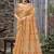 Sangam prints orange linen woven work traditional saree