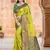 Sangam prints parrot green silk woven work traditional saree