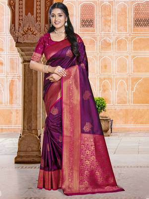 Sangam prints wine silk woven work traditional saree 1