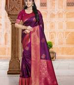 Sangam prints wine silk woven work traditional saree