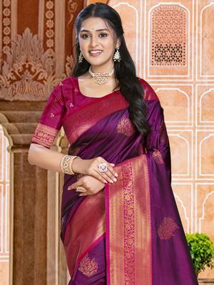 Sangam prints wine silk woven work traditional saree 2