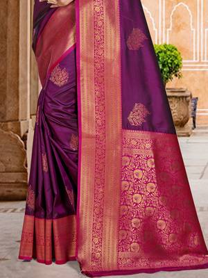 Sangam prints wine silk woven work traditional saree 3