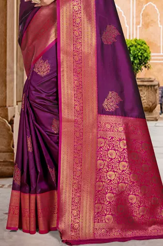 Sangam prints wine silk woven work traditional saree