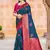 Sangam prints blue silk woven work traditional saree