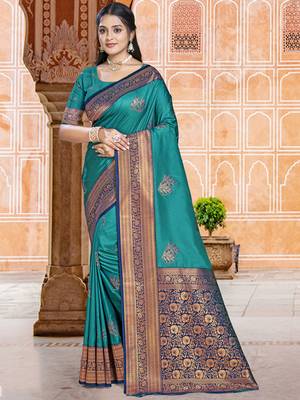 Rama silk blend woven work traditional saree 1