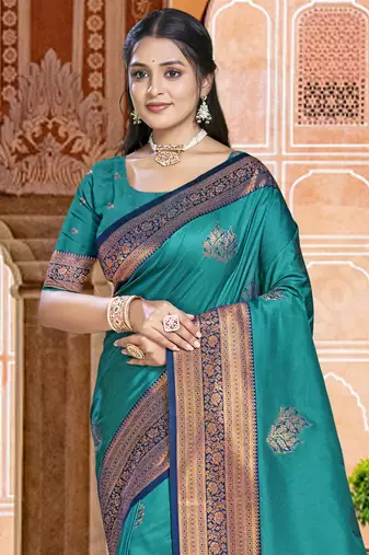 Rama silk blend woven work traditional saree