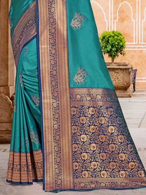 Rama silk blend woven work traditional saree 3