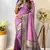 Lavender Kanchipuram Style Paithani Silk bland contrust border Saree With Blouse