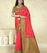 Sangam prints pink silk woven work traditional saree