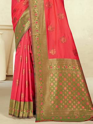 Sangam prints pink silk woven work traditional saree 3