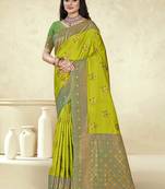 Sangam prints sea green silk woven work traditional saree