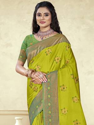 Sangam prints sea green silk woven work traditional saree 2