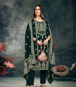 women green velvet ethnic motifs printed straight kurta trousers with dupatta