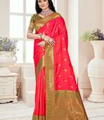 Sangam prints pink silk woven work traditional saree
