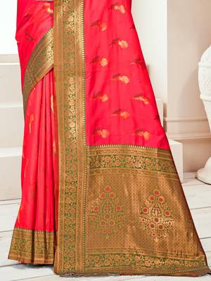 Sangam prints pink silk woven work traditional saree 3