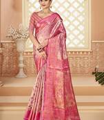 Sangam prints pink silk woven work traditional saree
