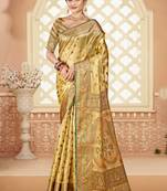 Sangam prints beige silk woven work traditional saree