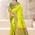 Sangam prints parrot green silk woven work traditional saree