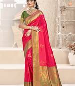 Sangam prints rani silk woven work traditional saree