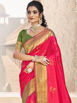 Sangam prints rani silk woven work traditional saree 2