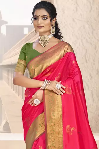 Sangam prints rani silk woven work traditional saree