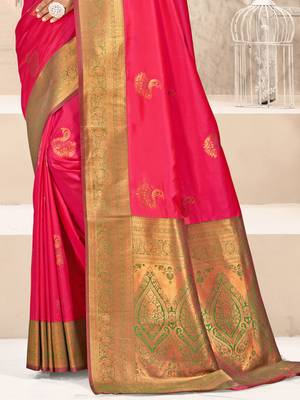 Sangam prints rani silk woven work traditional saree 3