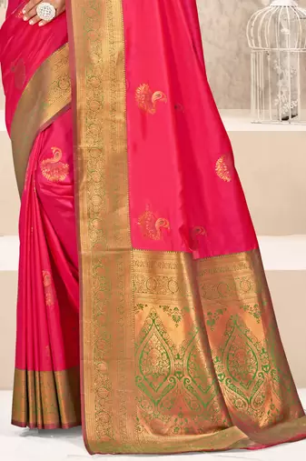 Sangam prints rani silk woven work traditional saree