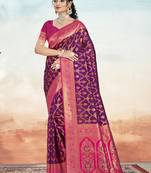 Sangam prints wine silk woven work traditional saree