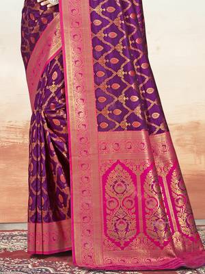 Sangam prints wine silk woven work traditional saree 3