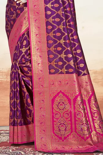 Sangam prints wine silk woven work traditional saree