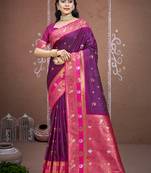 Sangam prints wine silk woven work traditional saree