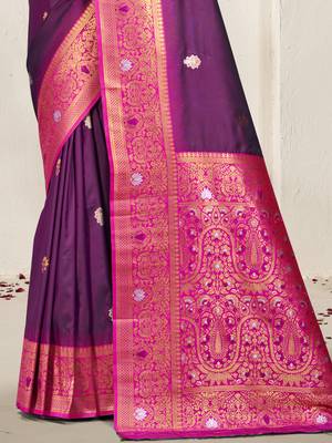 Sangam prints wine silk woven work traditional saree 3
