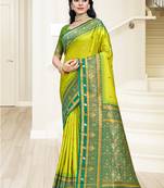 Sangam prints sea green silk woven work traditional saree