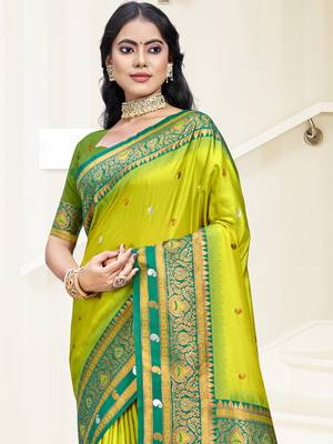 Sangam prints sea green silk woven work traditional saree 2