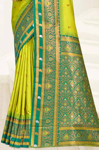 Sangam prints sea green silk woven work traditional saree
