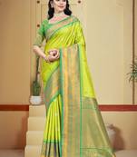 Sangam prints sea green silk woven work traditional saree