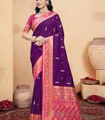 Sangam prints wine silk woven work traditional saree