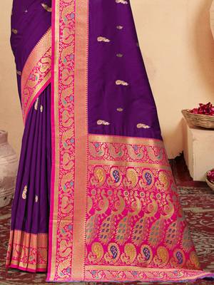 Sangam prints wine silk woven work traditional saree 3